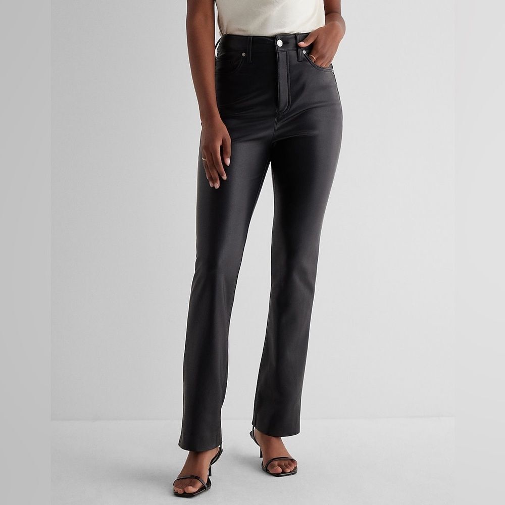 Express Women’s Super High Waisted Faux Leather '90s Modern Straight Pants SZ.14